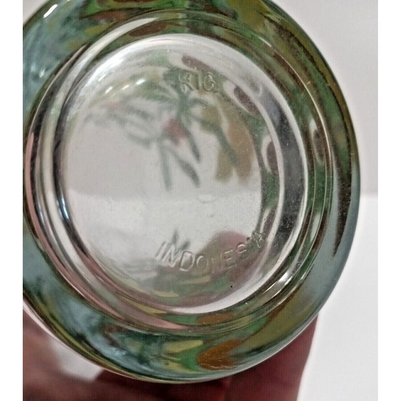 KIG Indonesia Set Of 4 Strawberries & Blooms Drinking Glasses Red Yellow Green - Picture 6 of 9